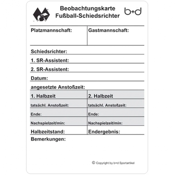 50er Set b+d Schiedsrichter Beobachtungskarten