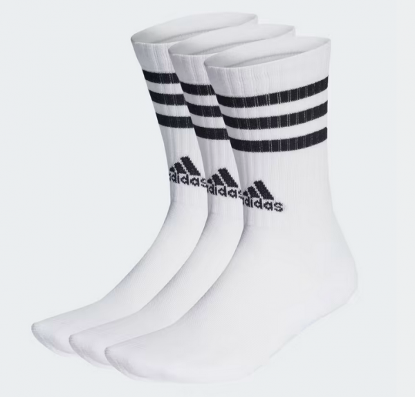 Adidas 3-Streifen Cushioned Crew Socken, 3 Paar White / Black